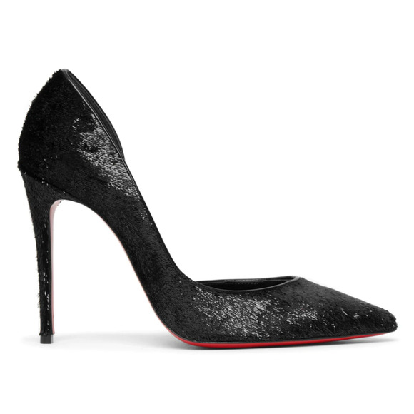 Christian Louboutin Iriza 100 Black Velvet Papillon D'Orsay Heel Pump 39 - Picture 1 of 12
